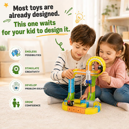 Upgrade Magnetic Train Set for Kids with 2 Rechargeable Trains, 105PCS Gravity-Defying Race Track, Safer Magnetic STEM Building Toy with Vertical Climb & Upside-Down Tracks for Boys Girls Ages 3-12