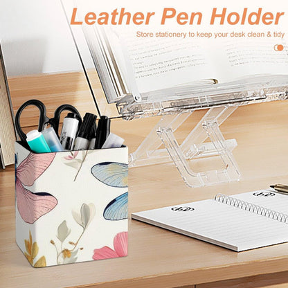 UTRSIFB Holder Cup Makeup Brush Storage Organizer, Waterproof Multifunctional Office Supplies, Pen Holder Square Leather Pencil Dragonfly
