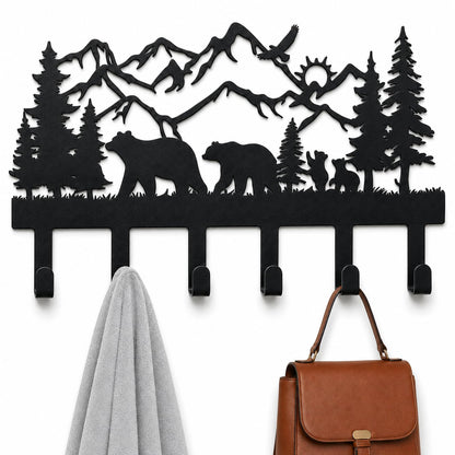 SIFZYJGN Metal Bear Coat Rack Wall Mount Cabin Coat Hanger Coat Hooks & Hat Hanger for Wall, Rustic Cabin Decor Wildlife Bear Hooks for Backpacks, Bags & Towels, Entryway Organizer