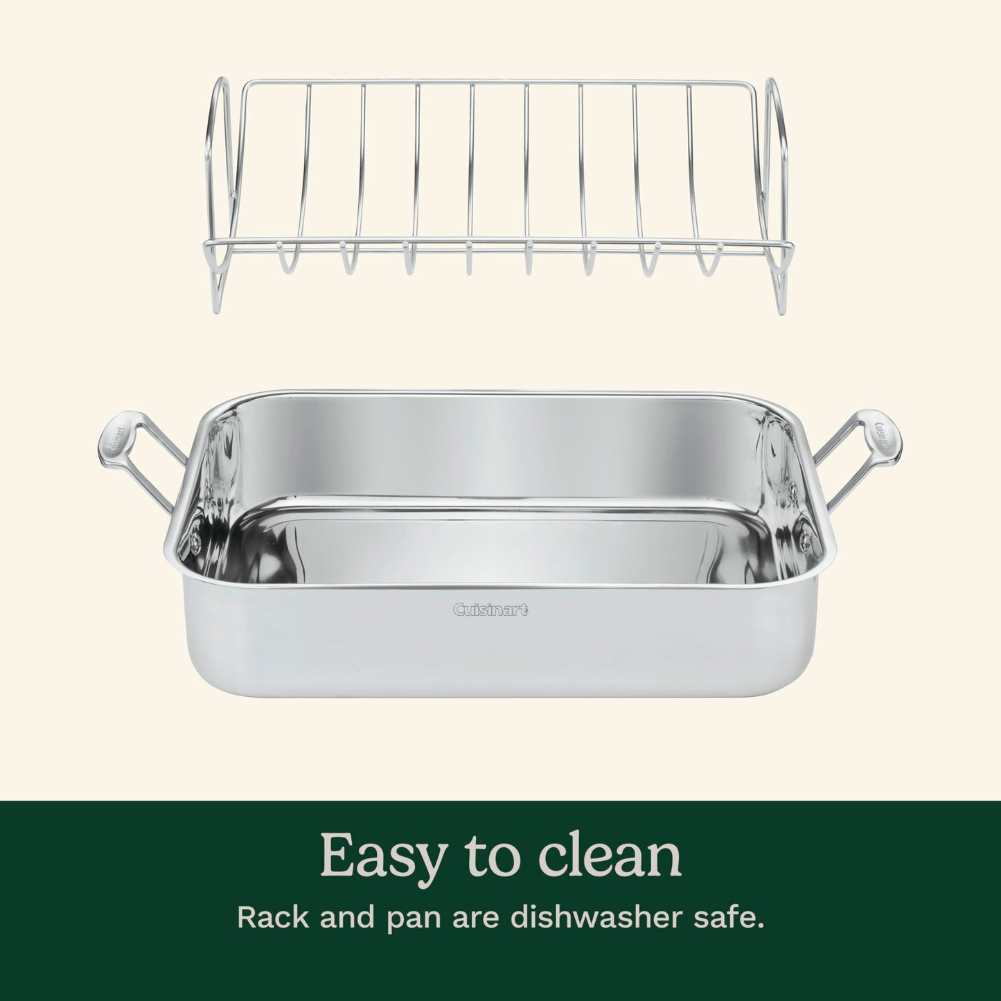 Cuisinart 16-Inch Roaster, Chef's Classic Rectangular Roaster with Rack, Stainless Steel, 7117-16URP1