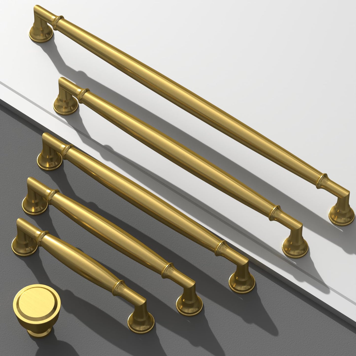Talentedeco 10 Pack Vibrant Brushed Brass Cabinet Pulls 6.3 Inch(160mm) Kitchen Cabinet Handles Solid Heavy Duty Drawer Pulls