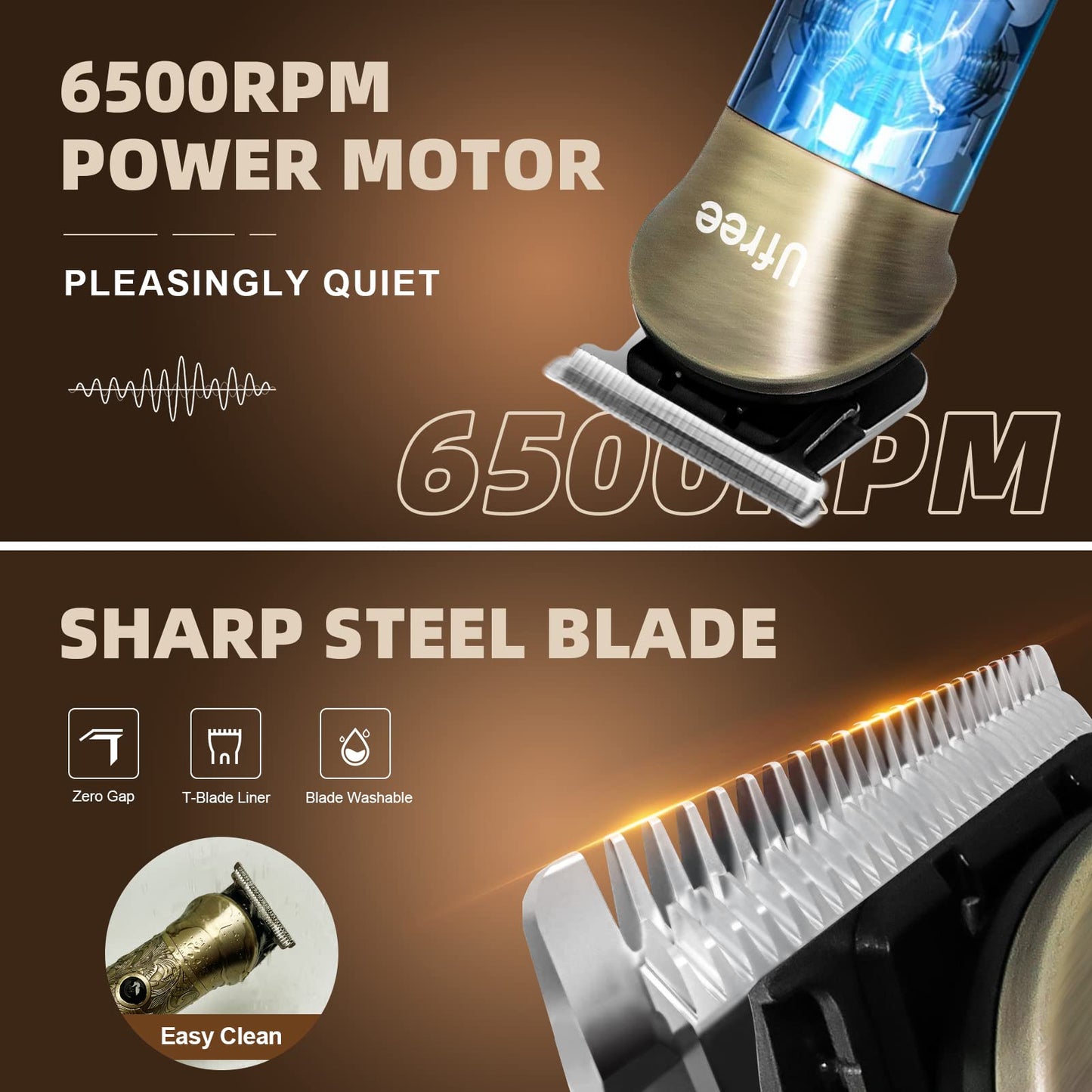 Ufree Beard Trimmer for Men, Electric Razor Shaver, Cordless Hair Clipper Shaving Kit for Mustache Body Nose Ear Hair Facial, Adjustable Beard Grooming Kit Birthday Gifts for Men