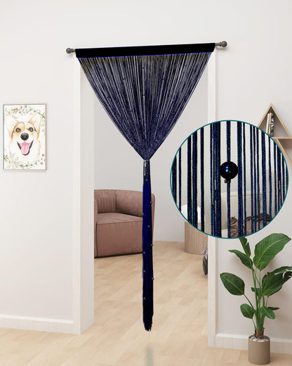 YIIBAII Beaded Curtain Beaded Curtains for Doorways Crystals Suitable for Interior Hanging Decoration and Partitions Closet Curtains (39"x79", Starry Blue)