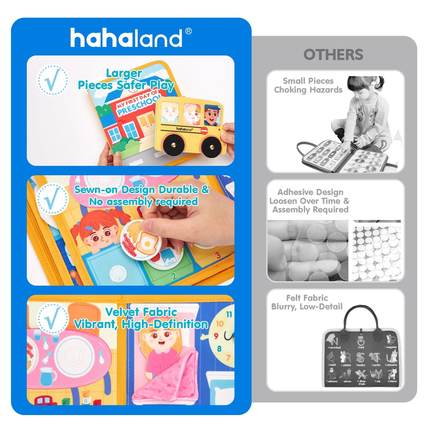 hahaland Busy Book Preschool Learning Activities - First Day of School Gifts Activity Books for Toddlers 1-4, Montessori Toys 2 Year Old Boy Girl Birthday Gift Preschool Must Haves Busy Board Ages 2-4