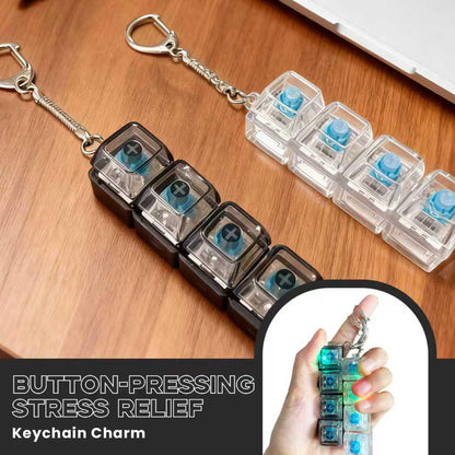 SOMAREM 2 Pack Keyboard Fidget Keychain with LED Lights, 4-in-1 Stress Relief Clicker Toy, Keyboard Button Finger Clicker for Anxiety Relief, Sensory Decompression Toy for Kids & Adults (Transparent)