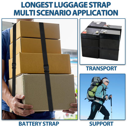 Add a Bag Luggage Strap - Heavy Duty Adjustable Suitcase Belt - Travel Accessory for 3 pcs Luggage Connecting - 3 Pack 1.5" W (Black)
