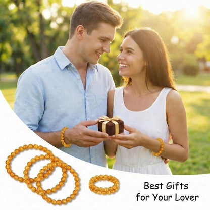Yochus 60pcs Yellow Citrine Beads，6mm Healing Power Natural Stone Round Loose Beads for Jewelry Making Earring Necklace DIY Crafts