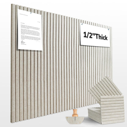 Large Cork Board for Office Decor, 48"x 36" - 1/2” Thick Felt Bulletin Board, 12 Pack Felt Board with Safe Removable Adhesive Tabs, Pin Board Cork Boards for Walls - Beige