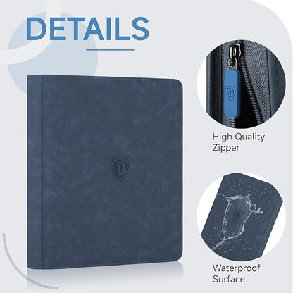 Trading Card Binder with Zip,12 Pockets Card Binder,720 Double Sided Pocket Card Collection Binder,Card Album Card Folder for MTG,TCG,Sports Cards,Game Cards,Navy Blue