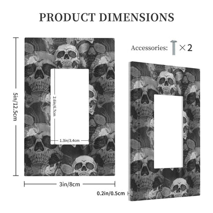 VunKo Single Gang Rocker Switch Receptacle Plate - 1 Gang Decora GFCI Halloween Frightening Skull Decorative Wall Plate Cover Wallplate with Screws