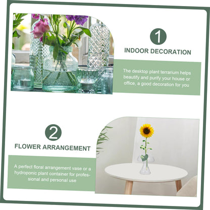 Cabilock Creative Transparent Glass Mushroom Vase for Hydroponics Plant Container Flat Mouth Design Office Living Room Decor Cute Plant Pot for Desktop Terrarium