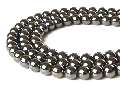 60pcs 6mm Black Hematite Beads Natural Gemstone Beads Round Loose Beads for Jewelry Making