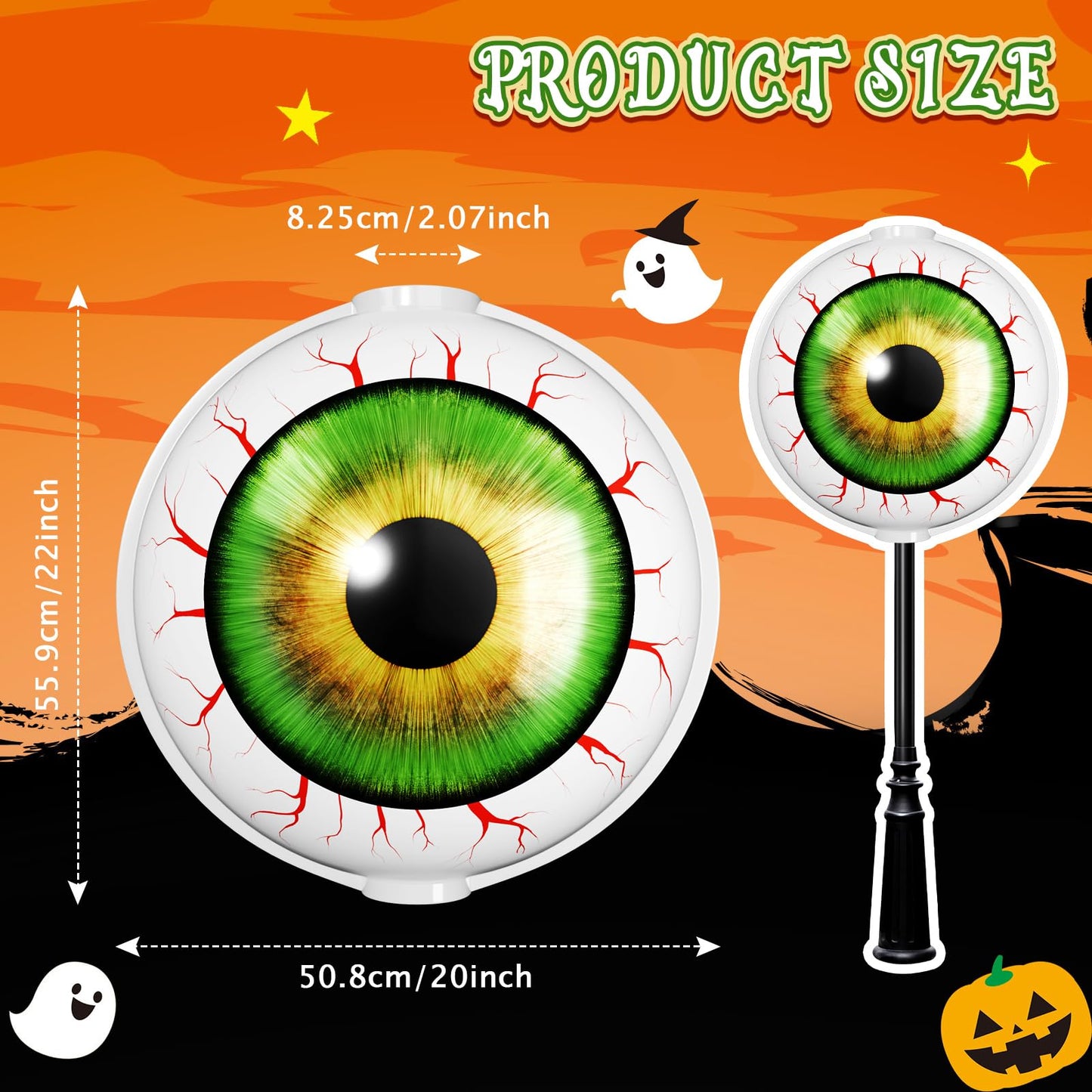 Retisee Halloween Pumpkin Eyeball Post Light Cover Jack O Lantern Lamp Shade 20 D x 22 H Eyeball Lamp Shade Plastic Pumpkin Light Shade for Porch Garage Front Door Outdoor(1 Pack,Eyeball)