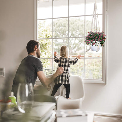 IGaiety Macrame Plant Hanger 5 Pcs Indoor Outdoor Hanging Plant Holders Handmade Plant Hangers Cotton Rope Planters with 5 Pcs Ceiling and S Hooks for Small Plants Pots Boho Home Decor