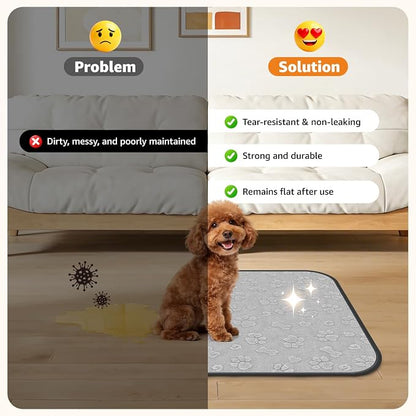 LOOBANI 2 Packs Extra Large Washable Pee Pads for Dogs 54"x54", Non-Slip Reusable Dog Mat, Super Absorbent Whelping Pads, Leak-Proof Dog Playpen Mat for Floor, Bed, Incontinence, Housebreak,Gray