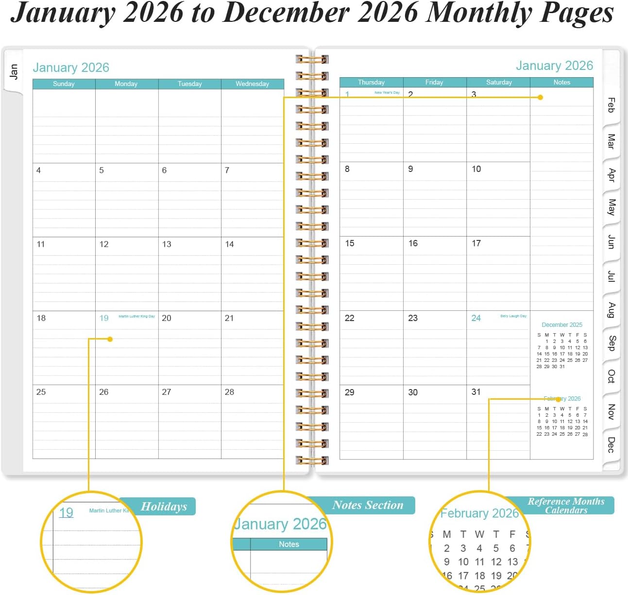 2026 Appointment Book & Planner - 2026 Daily Hourly Planner from January 2026 - December 2026, Weekly Appointment Book with 30-Minute Interval, Medium 6.4" x 8.5", Blue Leaf Flower