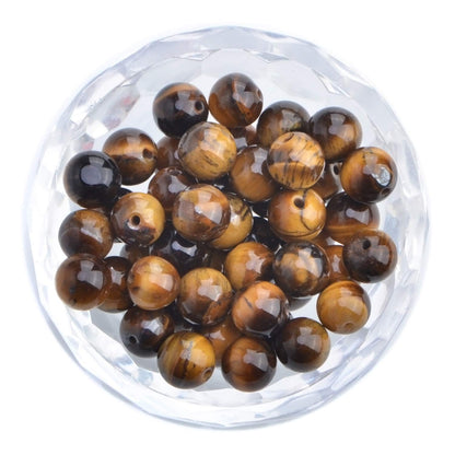80Pcs Natural Crystal Beads Stone Gemstone Round Loose Energy Healing Beads with Free Crystal Stretch Cord for Jewelry Making (Yellow Tiger Eye, 10mm)