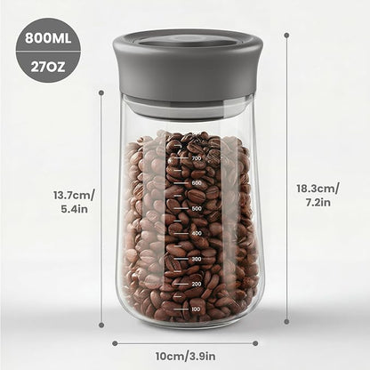 Overnight Oats Containers with Lids, 2 Pack 27oz Glass Jars with Airtight Lids, Wide Mouth Mason Jars, Food Coffee Bean Storage Containers for Yogurt, Chia Pudding, Snack, Salad(Yellow+Beige)