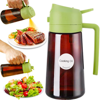 Oil Sprayer for Cooking, 2 In 1 Oil Dispenser and Oil Sprayer (Black+Dark Brown)