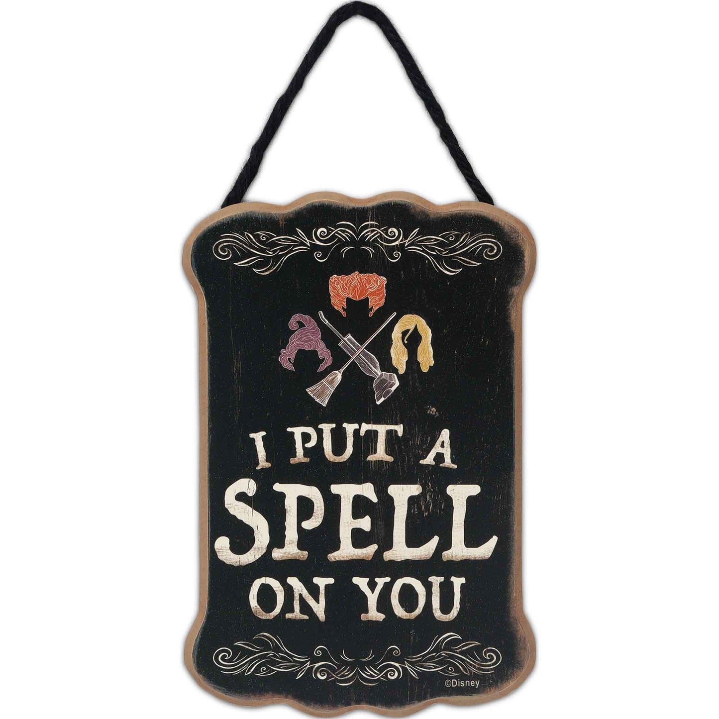 Disney Hocus Pocus I Put a Spell On You Hanging Wood Wall Decor - Spooky Sanderson Sisters Sign for Halloween Decorating