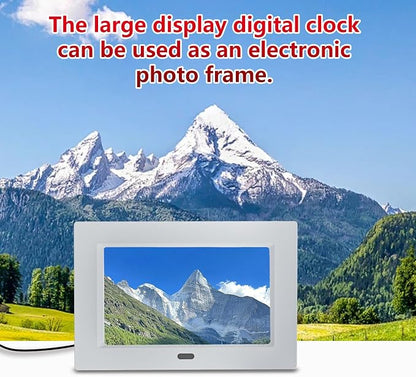MRCHYDZ 7 Inch Clock with Day and Date for Elderly Large Display Digital Clocks 12 Alarm 3 Display Modes Large Font Alzheimer's Clock Alarm Clocks for Seniors Auto DST White