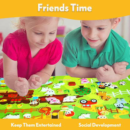 Felt Board for Toddlers 3-5, 39PCS Farm Animals Story Set, Kids Montessori Busy Board, Large Wall Activity, Portable Barnyard Sensory Toy, Preschool Learning Play Kit for Boys Girls, Birthday Gift