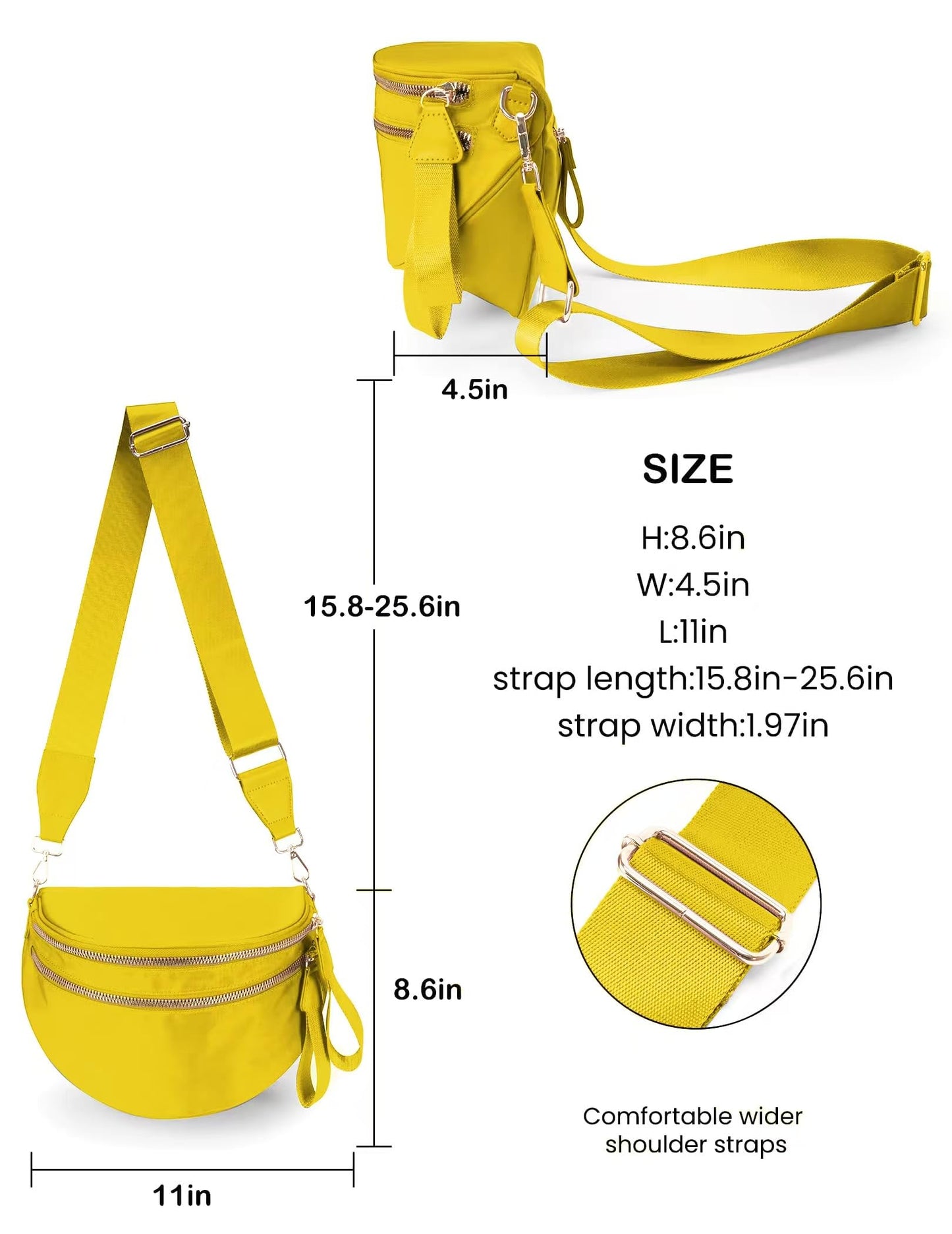 Spacious Nylon Crossbody Bag Bum Bag Handbags Wallets Purses Trendy Shoulder Bag for Women