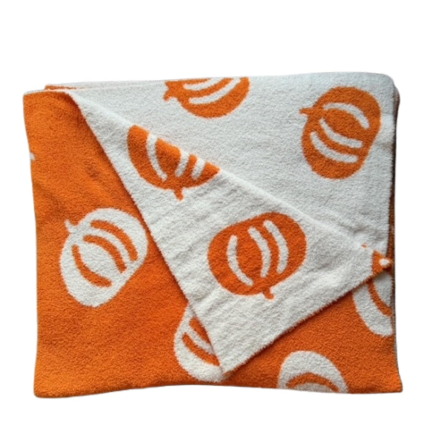 Large 58"x75" Pumpkin Throw Blanket Microfiber Super Soft Fluffy Fuzzy Plush Fall Halloween Reversible Blanket Baby Kids Adults | Modern Pumpkin Print | Adults