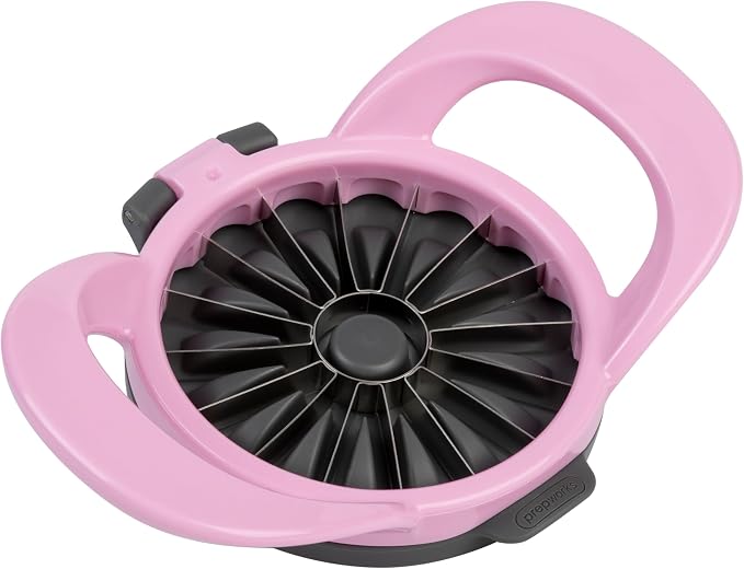 PrepWorks by Progressive Dishwasher Safe 16-Slice Thin Apple Slicer and Corer with Attached Safety Cover (Magenta)
