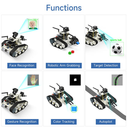 Yahboom Raspberry Pi 5 Robot Track Tank Car Kit with Robotic Arm Artificial Intelligence Learning Electronic Programming for Teens Adults (Transbot-SE Without Pi)