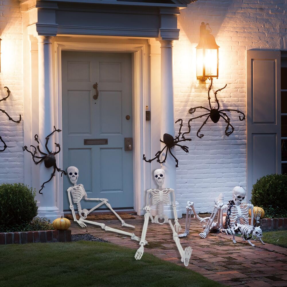 CAMIRUS 2 Pack 36" Posable Skeleton, 3ft Halloween Decoration with Movable Joints
