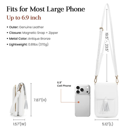 befen White Small Crossbody Bag for Women, Lightweight Mini Purse with Multiple Compartments and Card Slots for Daily Use Travel