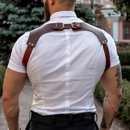 Dicosky PU Leather Suspenders for Men,Vintage Adjustable Buckle,Renaissance&BDSM Harness Style Heavy Duty for Role Play Wedding Groomsmen