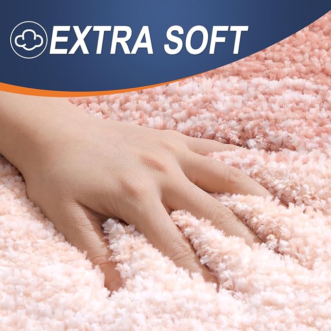 OLANLY Large Bathroom Rugs Mat 44x32, Extra Soft Absorbent Microfiber Bath Rugs, Rubber Backing, Quick Dry, Machine Washable Bath Mats for Bathroom Floor, Tub and Shower, Home Decor Accessories, Peach