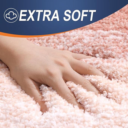 OLANLY Large Bathroom Rugs Mat 44x32, Extra Soft Absorbent Microfiber Bath Rugs, Rubber Backing, Quick Dry, Machine Washable Bath Mats for Bathroom Floor, Tub and Shower, Home Decor Accessories, Peach