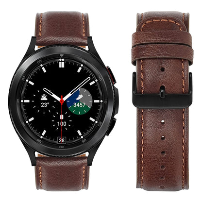 Tasikar Leather Bands Compatible with Samsung Galaxy Watch 47mm 7/6/5/4 Band/Watch 6 Classic 43mm 47mm/Watch 5 Pro Band, Genuine Leather Strap for Galaxy Watch 4 Classic/Watch 3, Dark Brown