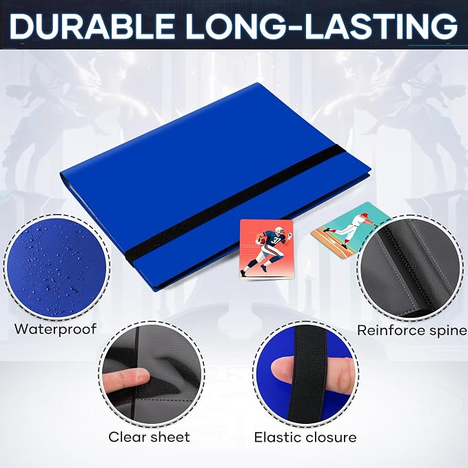 Trading Card Binder, Card Binder Album Folder Book Fit for MTG Baseball Football Sports Cards, Easy to Use Card Collection Binder (Navy Blue, 360 Pockets)