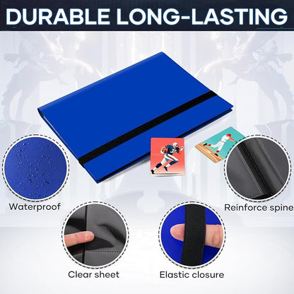 Trading Card Binder, Card Binder Album Folder Book Fit for MTG Baseball Football Sports Cards, Easy to Use Card Collection Binder (Navy Blue, 360 Pockets)