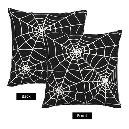 Wsunsal Halloween Pillow Covers 18x18 Inch Set of 2, Black Spider Web Decor Throw Pillows Holiday Halloween Outdoor Decorative Pillows Square Linen Cushion Covers for Home Bed Couch Sofa