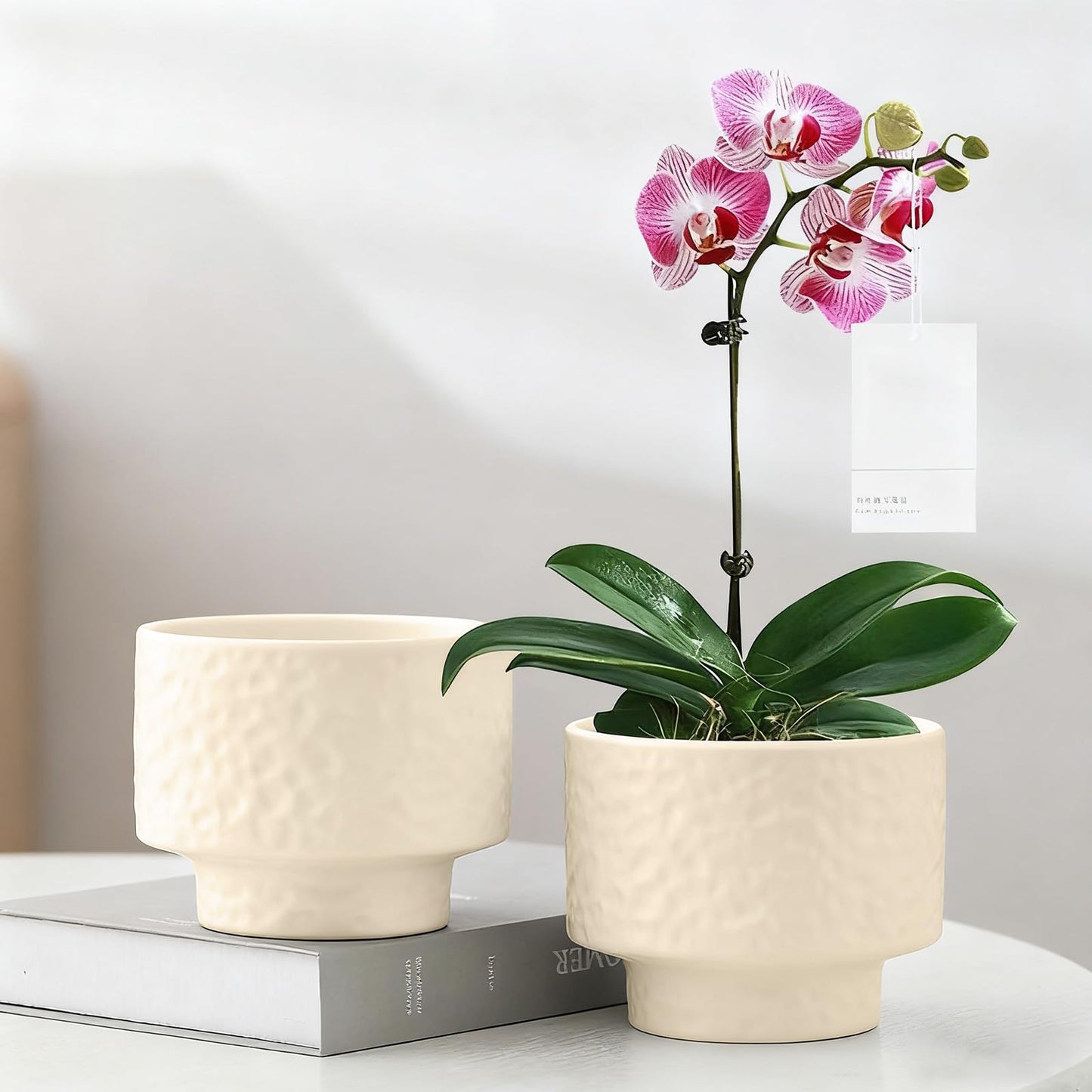 OXART Ceramic Plant Pots, 12.2+10+7.7 inch Planters with Drainage Hole, 3 Piece Large Ceramic Pots for Plants, Stylish Flower Pots for Indoor Plants, Perfect for Home Office Entryway, Yellow