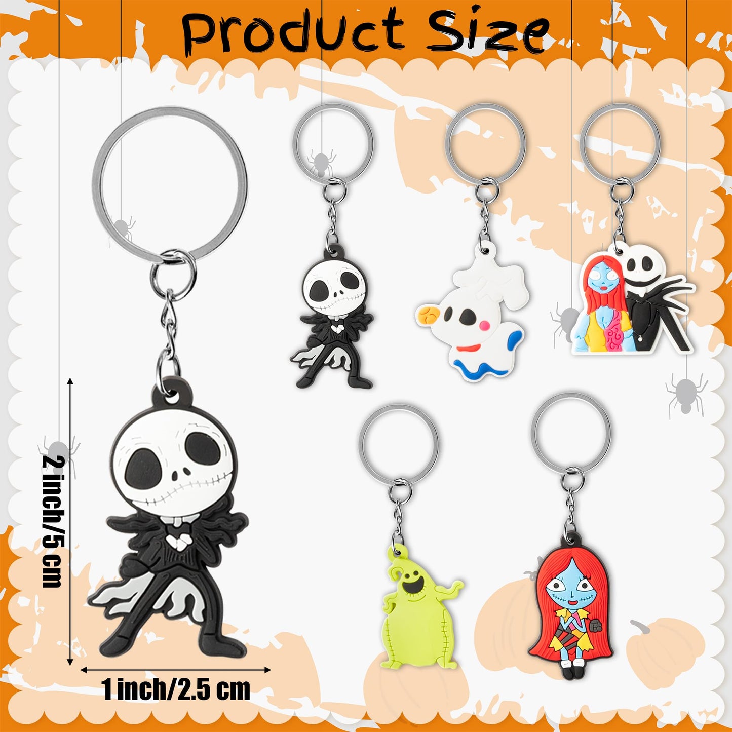 CFuguier Halloween Nightmare Keychains - 30Pcs Spooky Night Keyring Pack Rings Split Stocking Stuffers Car Keys Party Favor Women Men Purse Handbags Backpack Bag Charm Goth Accessories Trick Or Treat