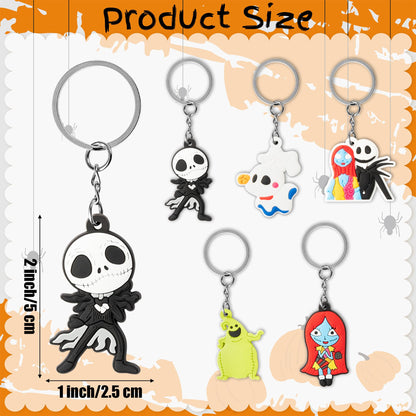 CFuguier Halloween Nightmare Keychains - 30Pcs Spooky Night Keyring Pack Rings Split Stocking Stuffers Car Keys Party Favor Women Men Purse Handbags Backpack Bag Charm Goth Accessories Trick Or Treat