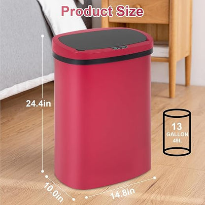 FDW Garbage Can 13 Gallon 50 Liter Kitchen Trash Can for Bathroom Bedroom Home Office Automatic Touch Free High-Capacity with Lid Waste Bin