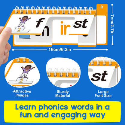 SkilLify Word Family Build Book, 40 Read and Rhyme Flip Books, Learn to Read Phonics Flash Cards, Sight Words Flash Cards Kindergarten Flip Books for Kids Homeschool Preschool Learning Activities