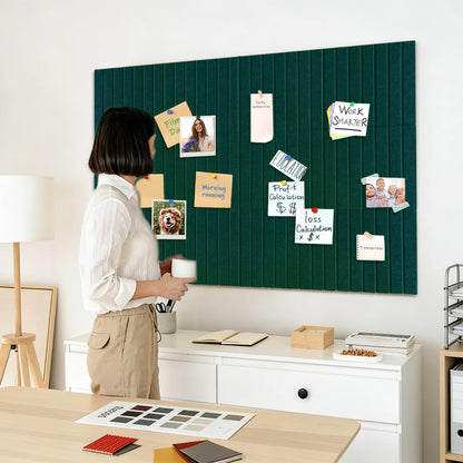 15 Pack Felt Bulletin Board, 35" x 59" Large Dark Green Pinboard with 30 Push Pins, Felt Pin Board, Self-Adhesive Cork Board Tiles for Home, Office Walls, School Classroom Message Photos Display