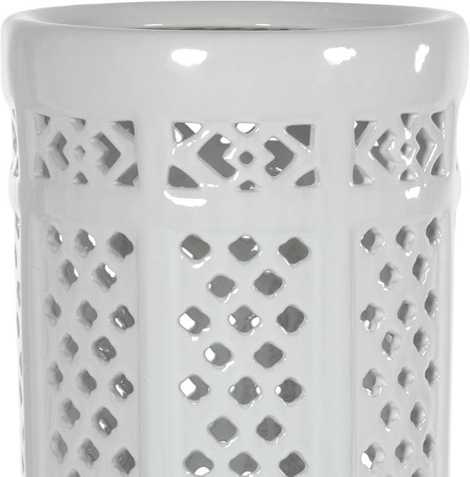 Red Lantern 17" Carved Lattice Decorative Umbrella Stand