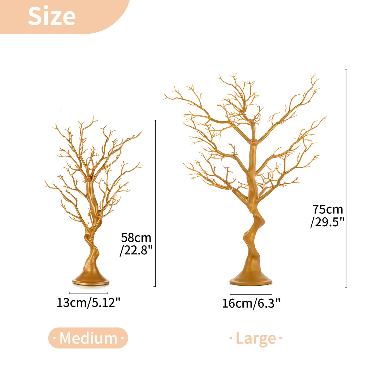 Nuptio Gold Christmas Tree Branch Artificial 22.8 inch Tall Manzanita Tree Centerpiece Wedding Centerpieces for Tables, Decorative Ornament Display Tree Branches for Decoration Weddings (1 Pc)