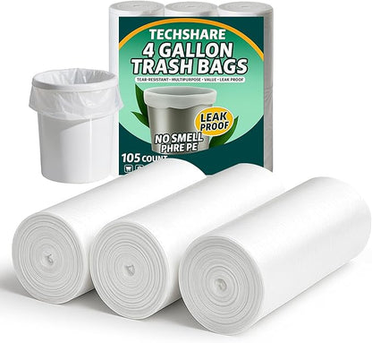 TECHSHARE Small Garbage Bags 4 Gallon