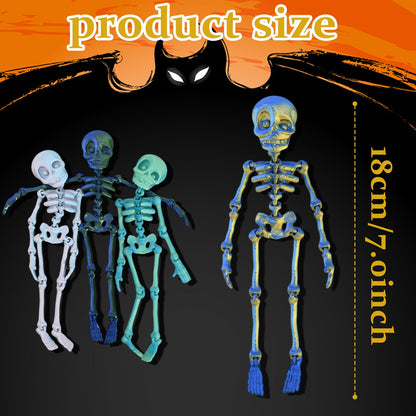 ZMJY 15-Pack Poseable Skeleton Magnets for Fridge - 3 Glow in The Dark, Articulated Refrigerator Magnets with Strong Hold, 3D Printed Halloween Decor for Office, Locker, Gothic Home Decor