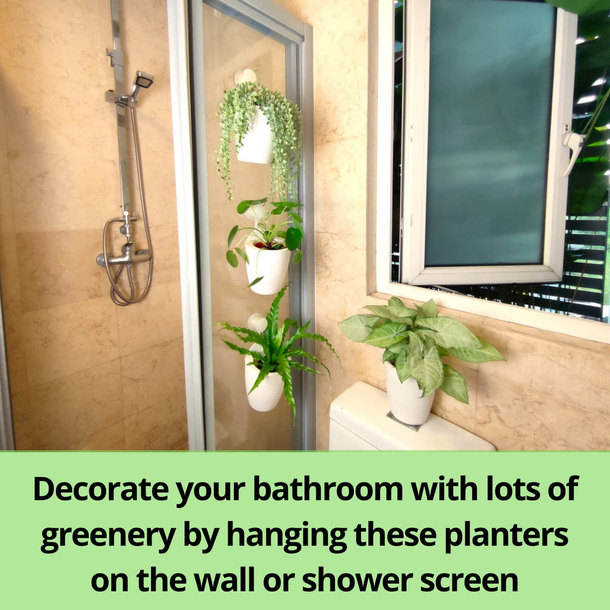 LaLaGreen Wall Mounted Planters for Indoor Plants - 10 Pack, 5 Inch Self Watering Plastic Pot, Living Hanging Eco Wall Planter System, Trendy Live Wall Garden for Herb, White